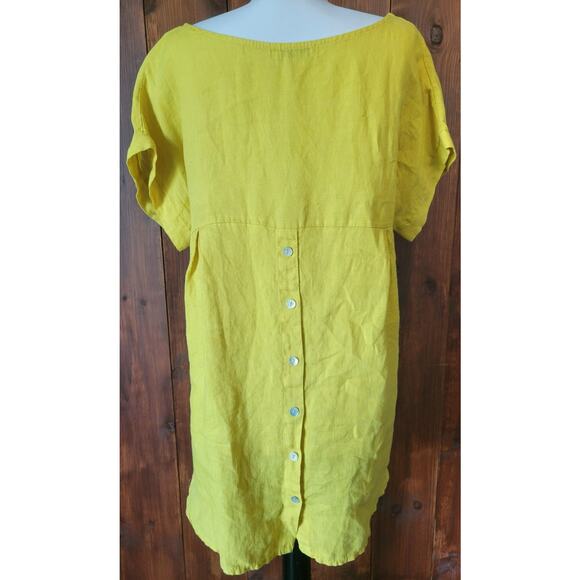 Terzo Millennio Women Small Yellow Linen Blouse Shell Button Back Made in Italy - Picture 8 of 10